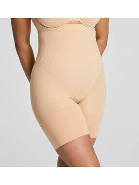 $78 Spanx sculpt SMALL GoFigure High Waisted Mid Thigh Short 10571R Beige
